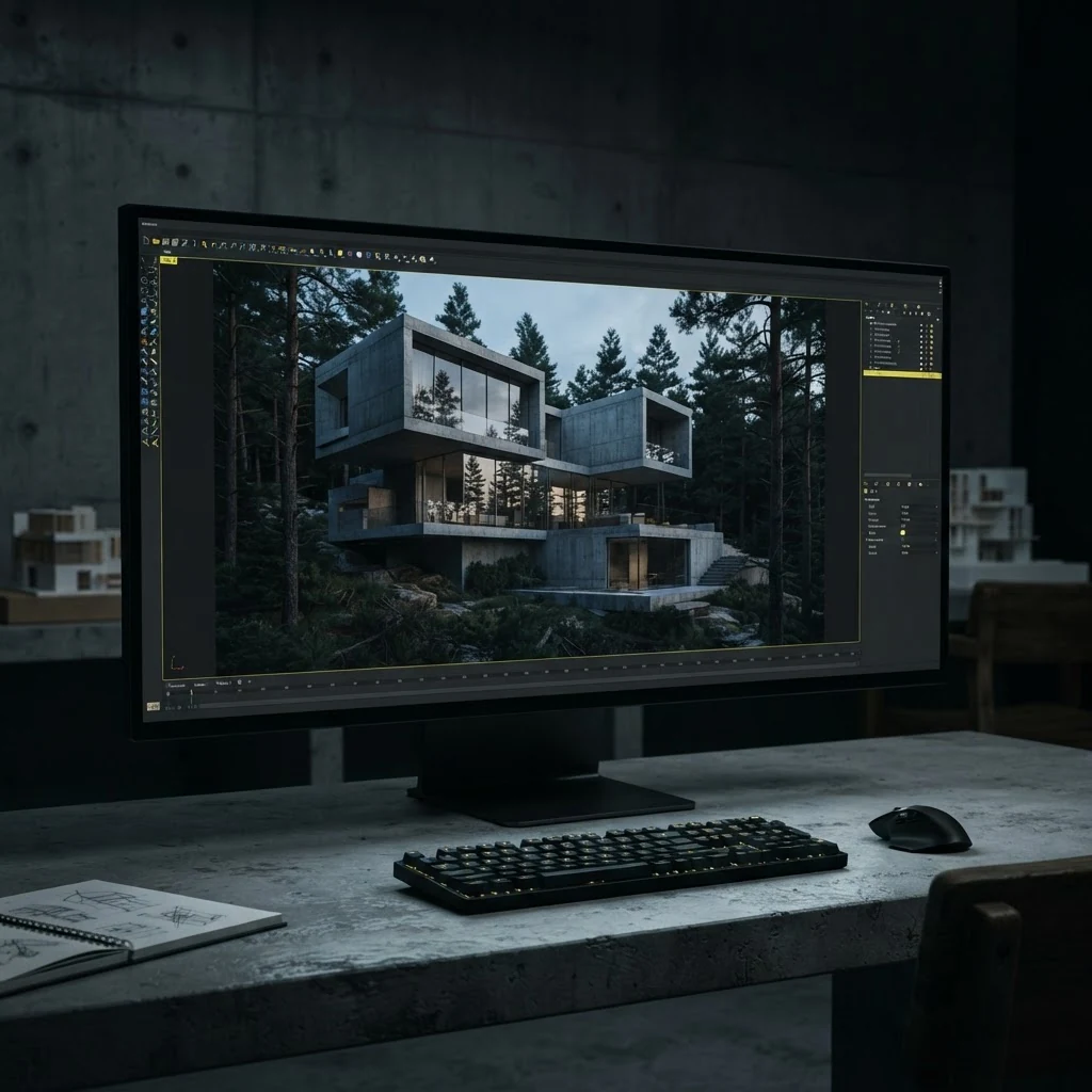 Архітектурна 3D-візуалізація на моніторі